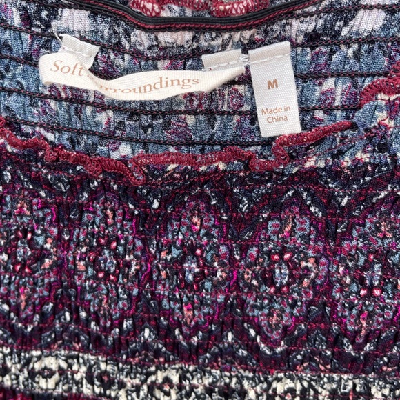 Soft Surroundings Women's Macelo Maxi Dress Size Medium Merlot Smocked Boho - Picture 3 of 8